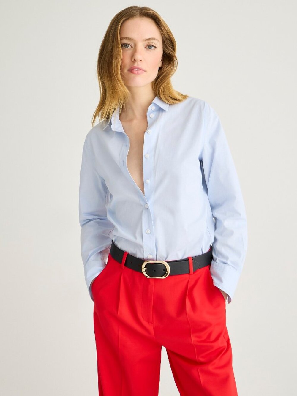 NWT J. Crew Size 8 Light Blue Wren Slim Dress Shirt in Stretch Cotton Poplin NEW - Picture 2 of 8
